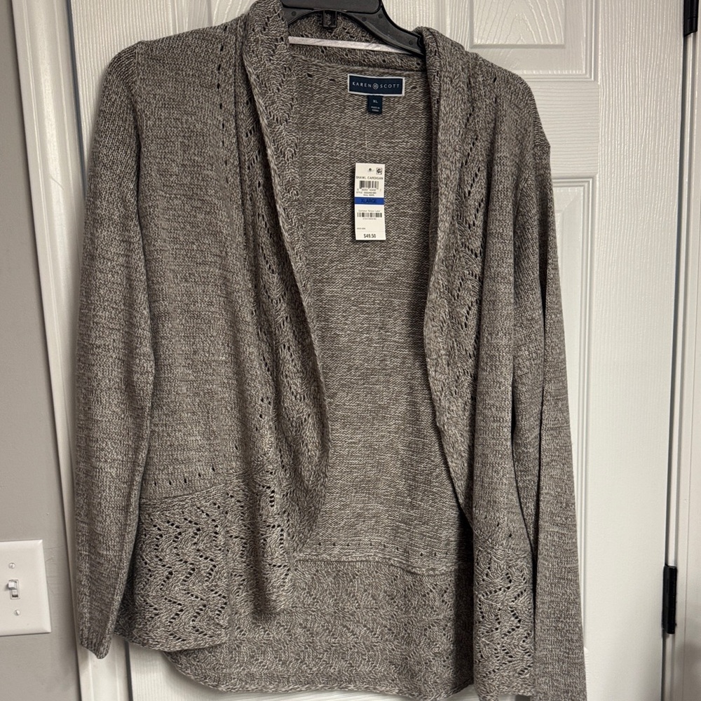 Karen Scott Women's Heather Gray Cardigan